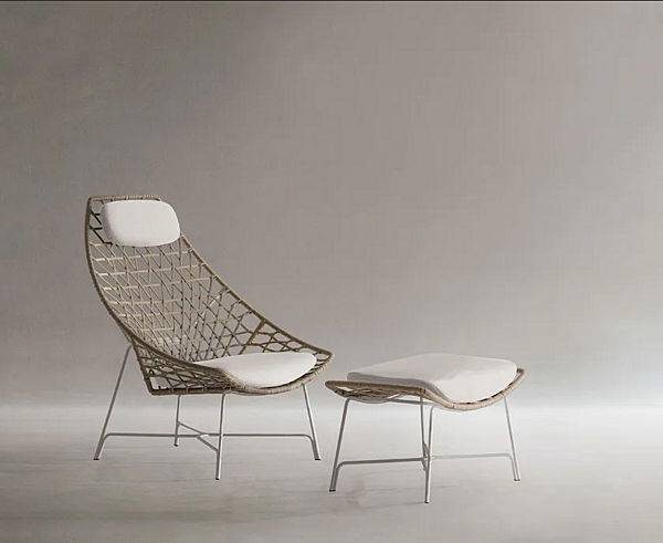 High Back Woven Fabric Garden Armchair with Headrest Potocco Cut 910 PLR 910/PLR factory POTOCCO from Italy. Foto №5