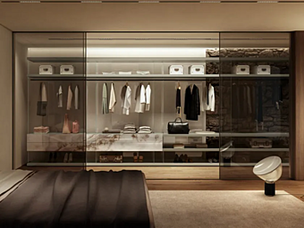 Walk-in wardrobe made of wood and glass LAGO Air 1469 Walk-in wardrobe made of wood and glass LAGO Air 1469 factory LAGO from Italy