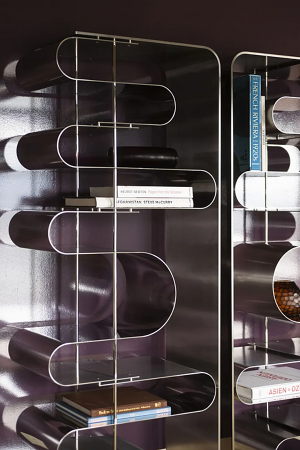 Freestanding double-sided open bookcase in aluminum Dune BAXTER factory BAXTER from Italy. Foto №3