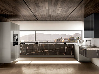 Wall Mounted Kitchen 36E8 Marble XGlass LAGO Wall Mounted Kitchen 36E8 Marble XGlass LAGO factory LAGO from Italy