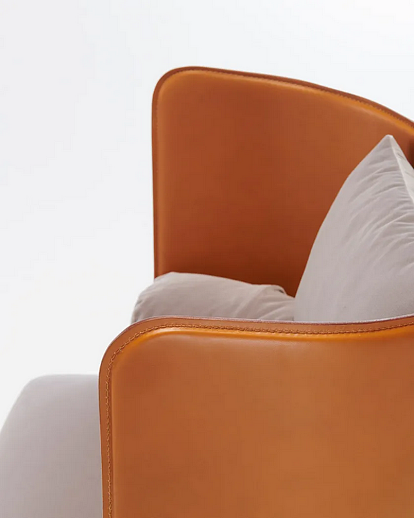 Swivel armchair in tanned leather and fabric Campiello ZANOTTA factory ZANOTTA from Italy. Foto №8