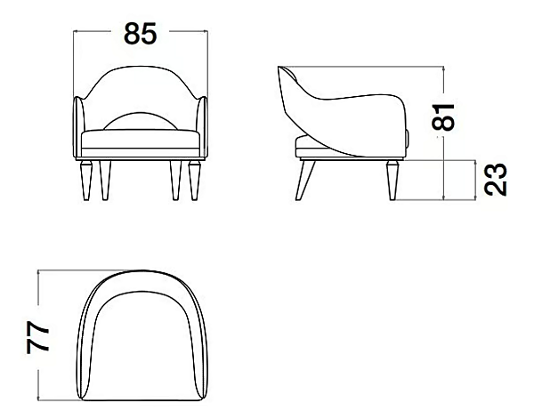 Leather and fabric armchair with armrests Cocoon CPRN HOMOOD C347/P factory CPRN HOMOOD from Italy. Foto №3