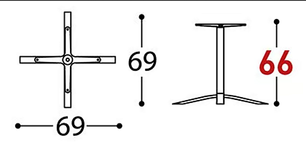 Powder Coated Steel Table Base with Low 4 Spoke Design VARASCHIN 2150L factory VARASCHIN from Italy. Foto №4