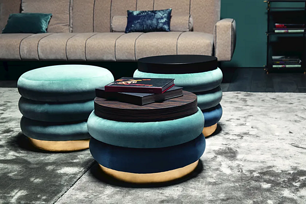 Round fabric pouf VIBIEFFE 9235 Chignon factory VIBIEFFE from Italy. Foto №2