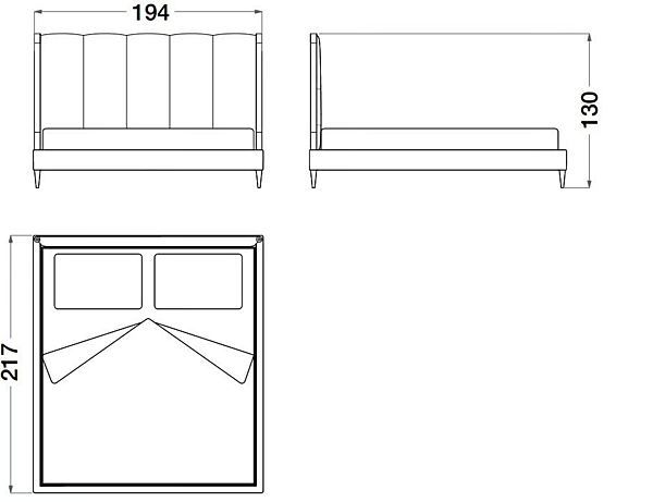 Nabuk bed with upholstered headboard Sesto Senso CPRN HOMOOD S503-S504-S505, BS103-BS104-BS105 factory CPRN HOMOOD from Italy. Foto №4