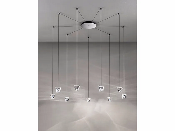 LED Crystal Pendant Lamp Tripla 9 Spots Fabbian factory Fabbian from Italy. Foto №1