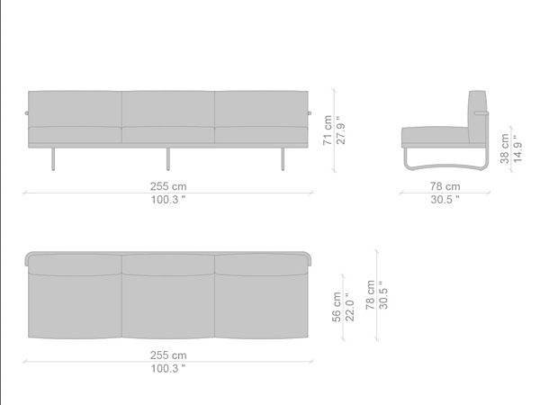 Sofa 5 with upholstered back Le Corbusier CASSINA 005 factory CASSINA from Italy. Foto №5