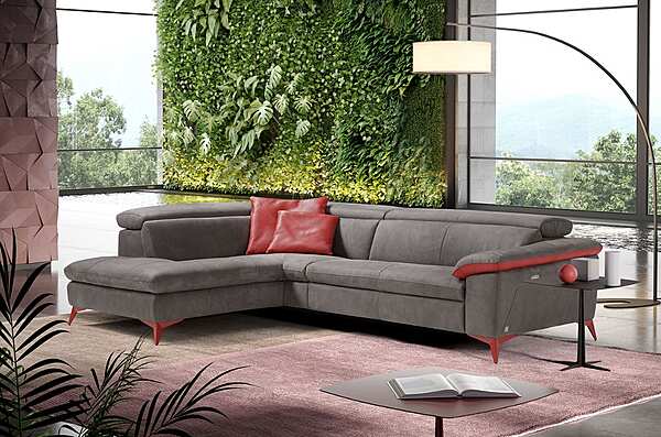 Corner leather sofa with electric motion Egoitaliano Martine factory Egoitaliano from Italy. Foto №2