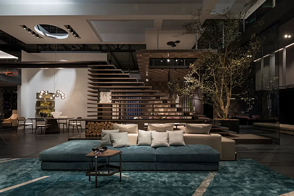 Sectional fabric sofa with integrated magazine rack GIORGETTI Skyline factory GIORGETTI from Italy. Foto №2