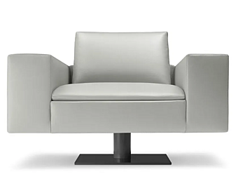 Swivel leather armchair with armrests i 4 Mariani Kubico