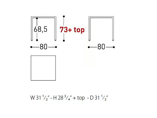 Square HPL Table VARASCHIN Victor 3865/3865L, 3866/3866L factory VARASCHIN from Italy. Foto №3