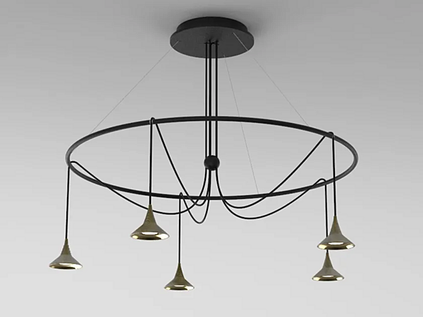 LED Adjustable Brass Chandelier Artemide Unterlinden Ring factory Artemide from Italy. Foto №1