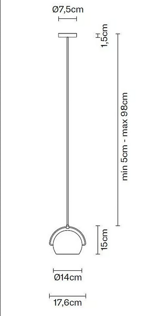 Metal Pendant Lamp Beluga Steel Fabbian factory Fabbian from Italy. Foto №12
