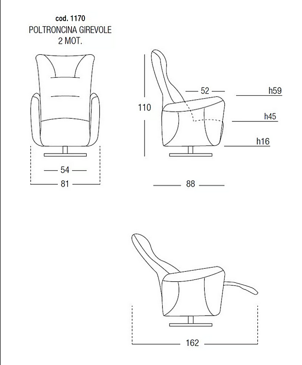 Swivel Fabric Armchair with Motorised Functions Egoitaliano Mira factory Egoitaliano from Italy. Foto №3